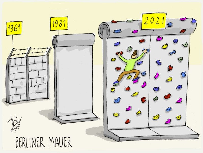 Bau der Berliner Mauer Karikatur