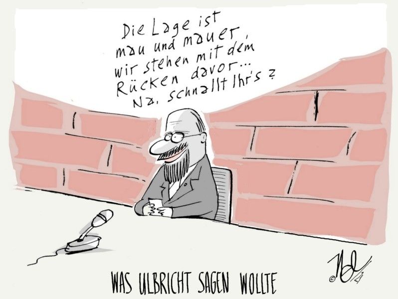 Bau der Berliner Mauer Karikatur